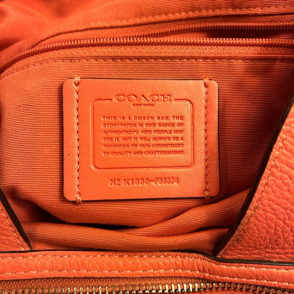 Coach Lexy Vibrant Orange Leather Shoulder Bag with Studs.  With wallet - Picture 9 of 15